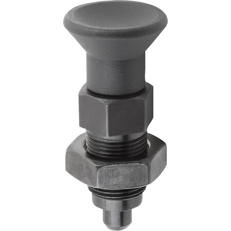 Kipp Indexing Plunger Premium W Cylindrical Indexing Size:1 D1=M10X1, D=5, Form:B Wo. Groove W Locknut,  K0736.42105